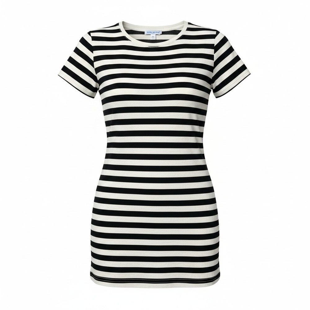 Old Navy Womens L Black White Striped Short Sleeve T-Shirt‎ Dress Casual Beach